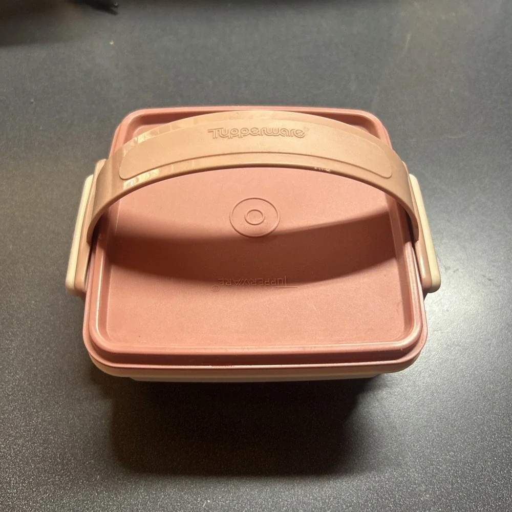 VTG TUPPERWARE 1 Square Away Sandwich Keeper Container Carry Handle with Lid